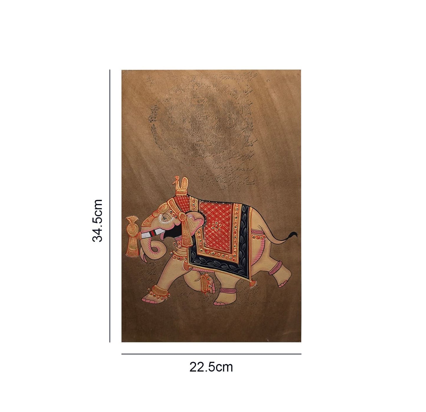 Golden Elephant on Folio - Handpainted