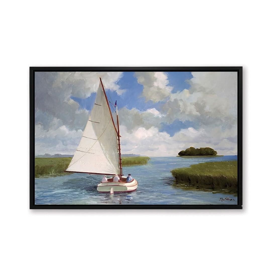 Catboat through a stream