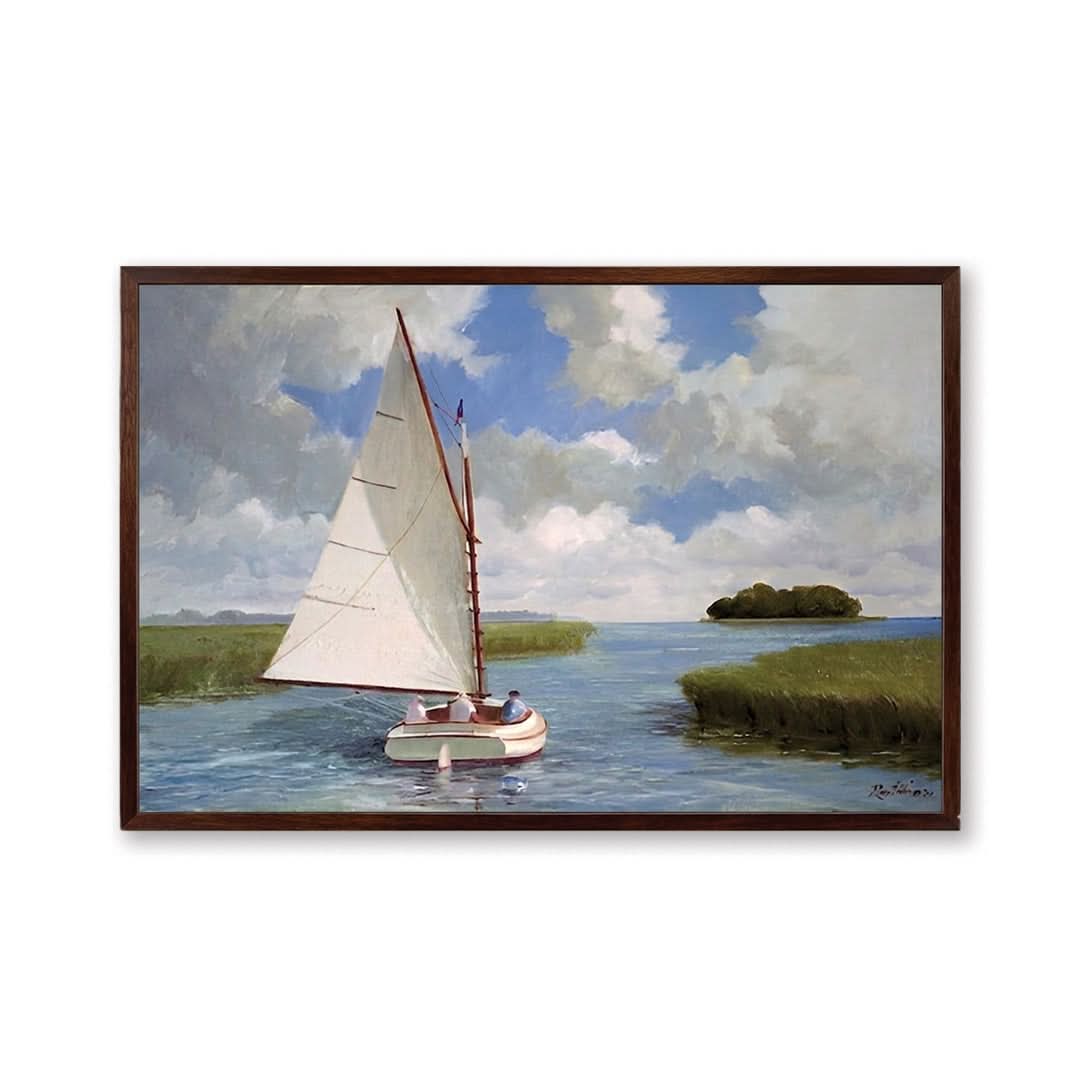 Catboat through a stream