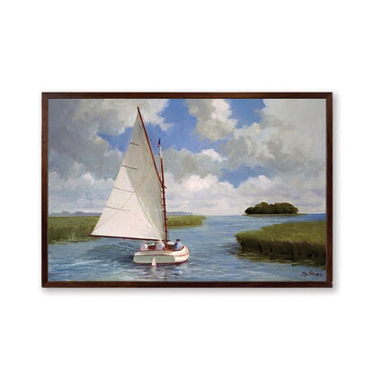 Catboat through a stream