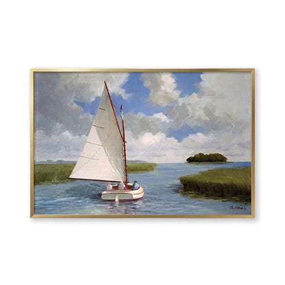 Catboat through a stream