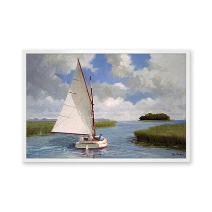 Catboat through a stream