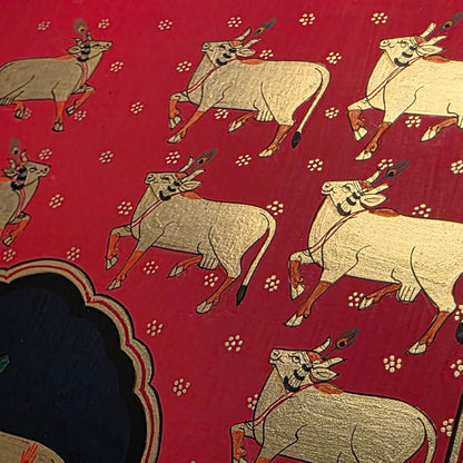 21 x 28.5 cms Hand-painted Pichwai Cow with Gold cows