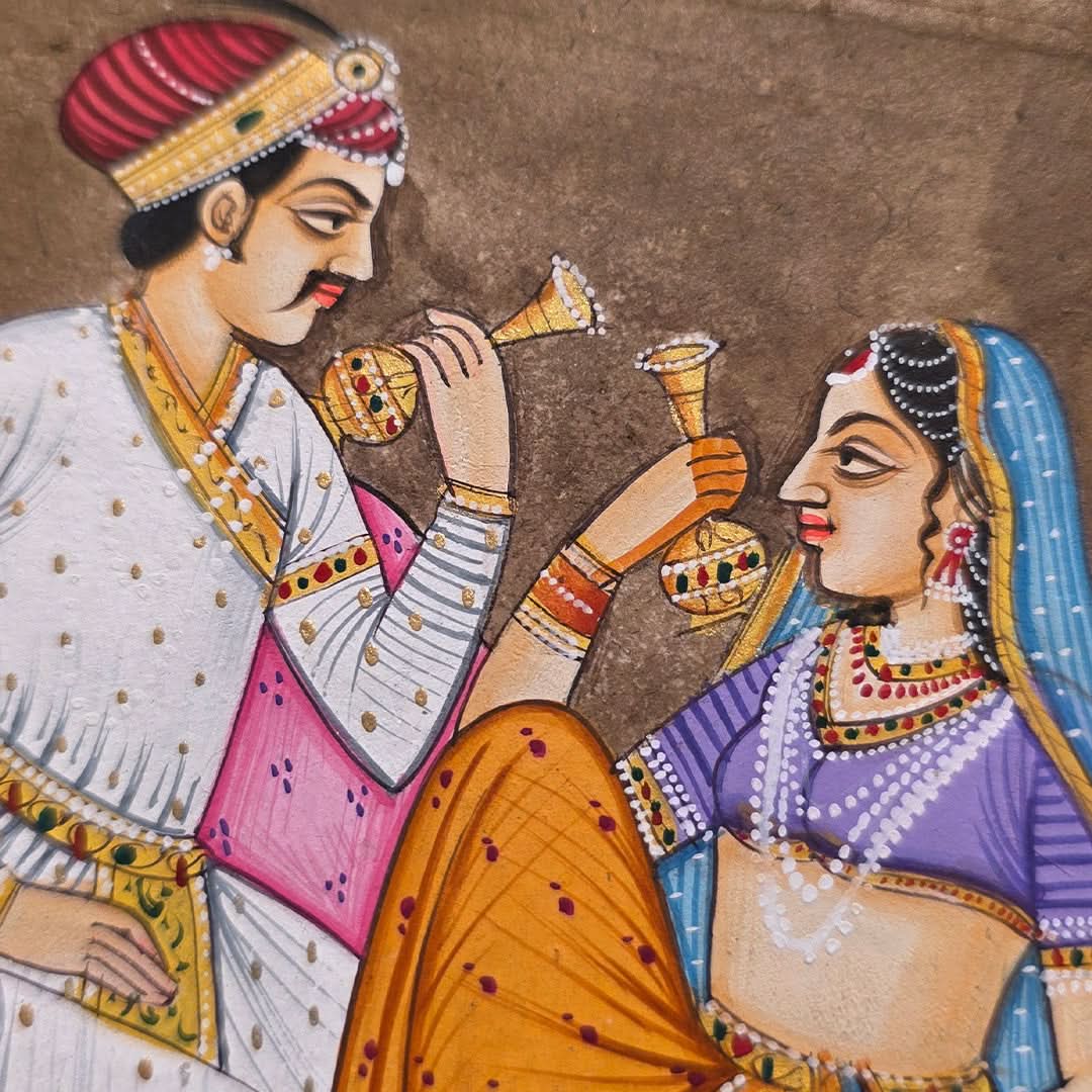 Raja & Rani on Folio- Hand-painted