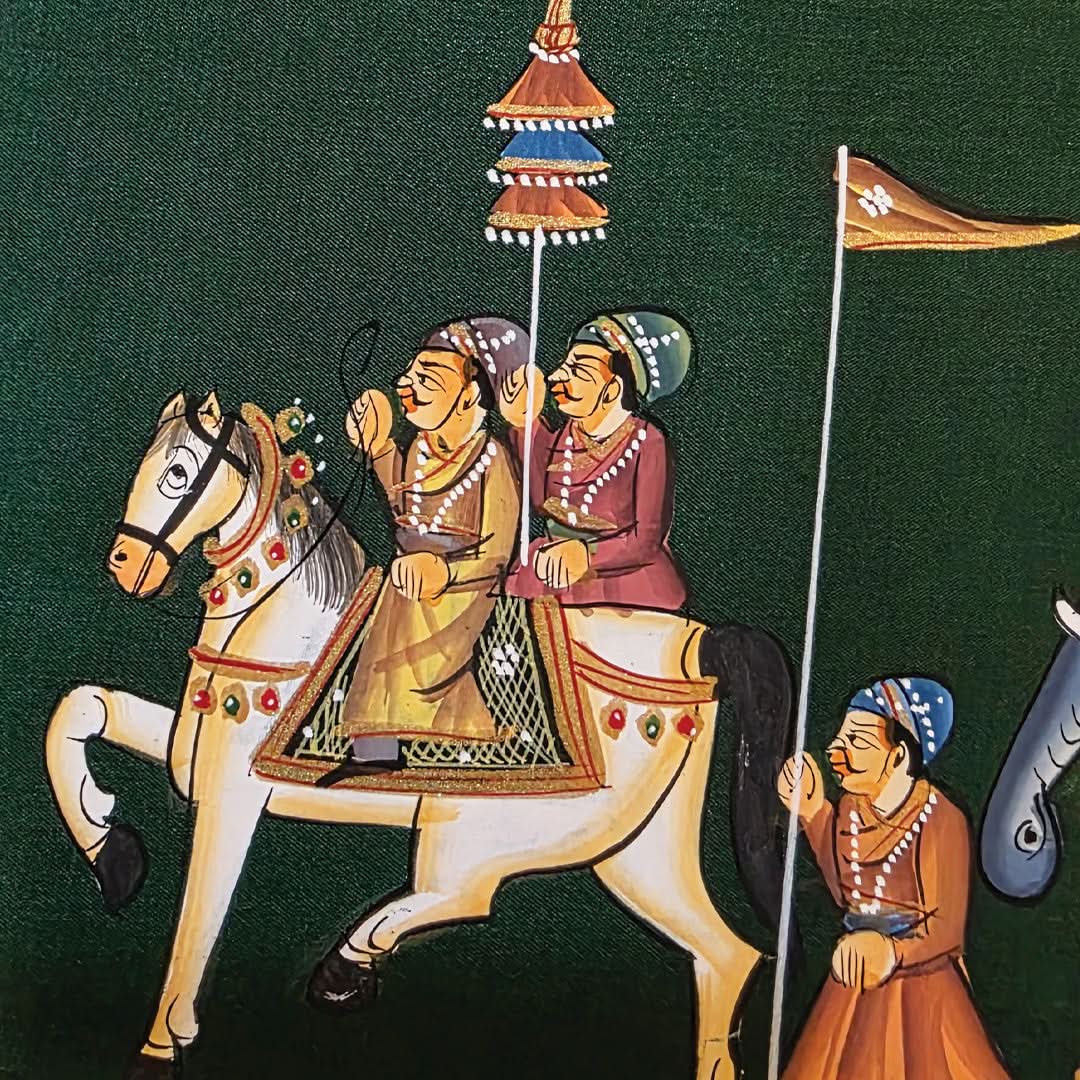 A Rajah's Procession - Handpainted Rajasthani Art