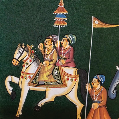 A Rajah's Procession - Handpainted Rajasthani Art