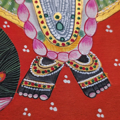 Handpainted Shrinathji with peacock - Unframed