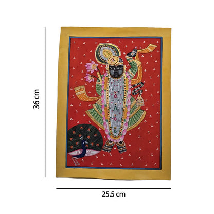 Handpainted Shrinathji with peacock - Unframed