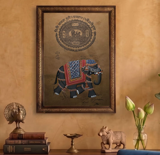 Elephant on Folio- Hand-painted