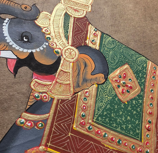 Elephant on Folio- Hand-painted