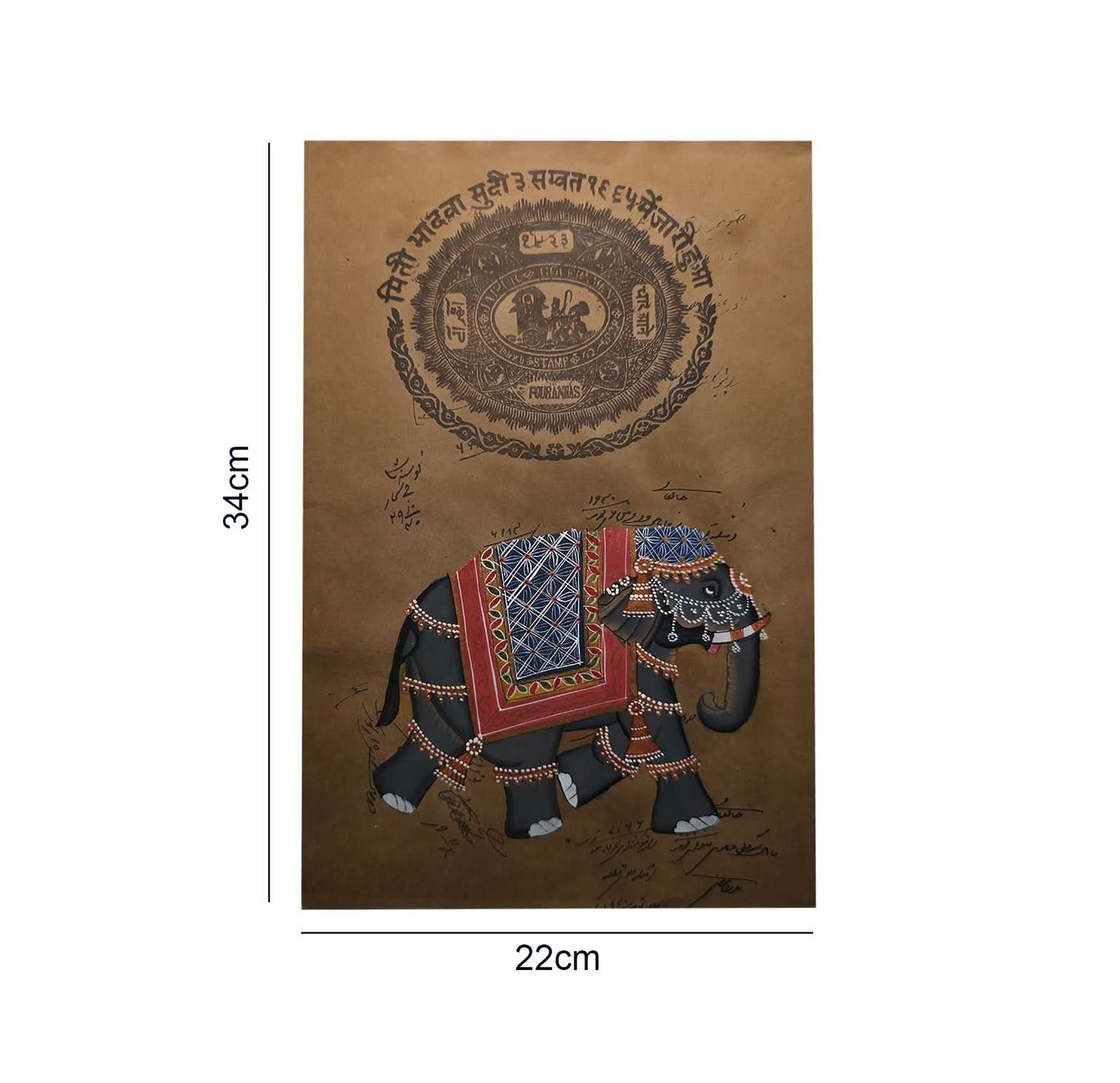 Elephant on Folio- Hand-painted