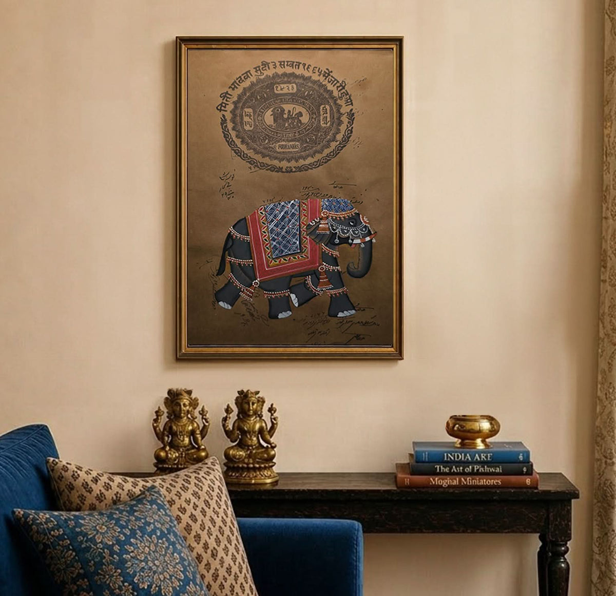 Elephant on Folio- Hand-painted