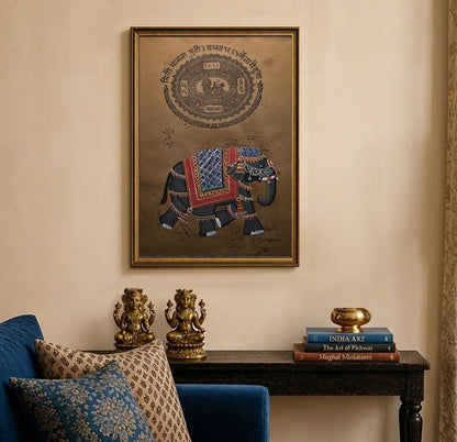 Elephant on Folio- Hand-painted