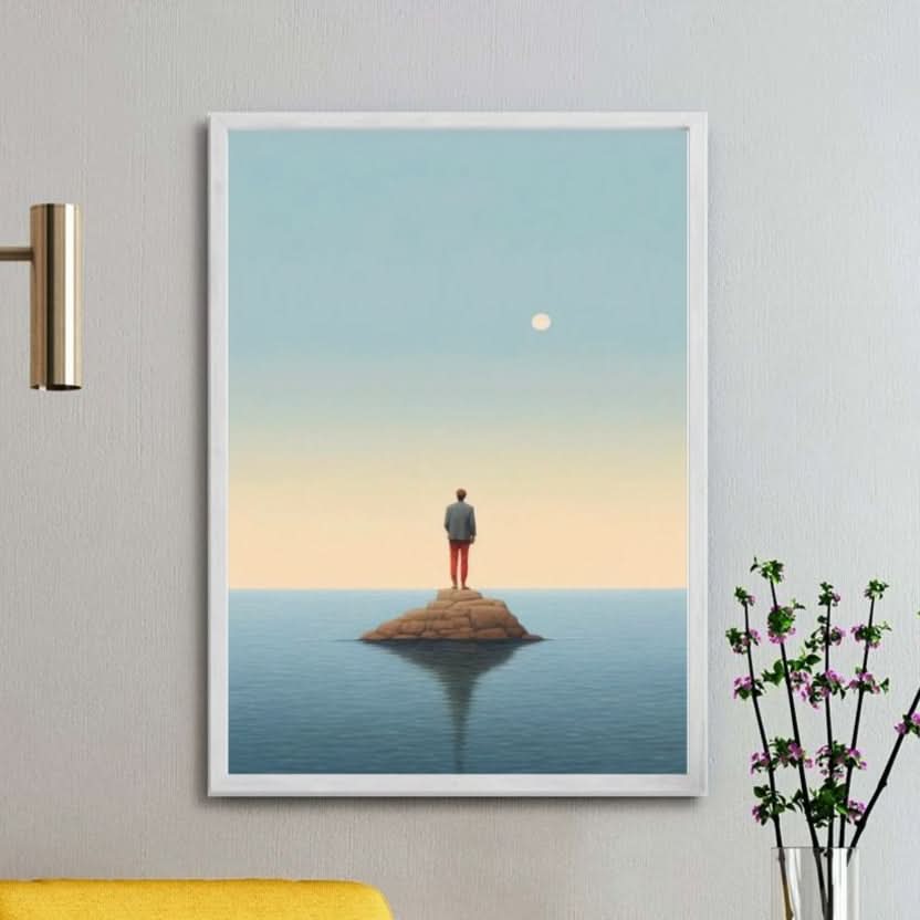 Lonely Figure on Island