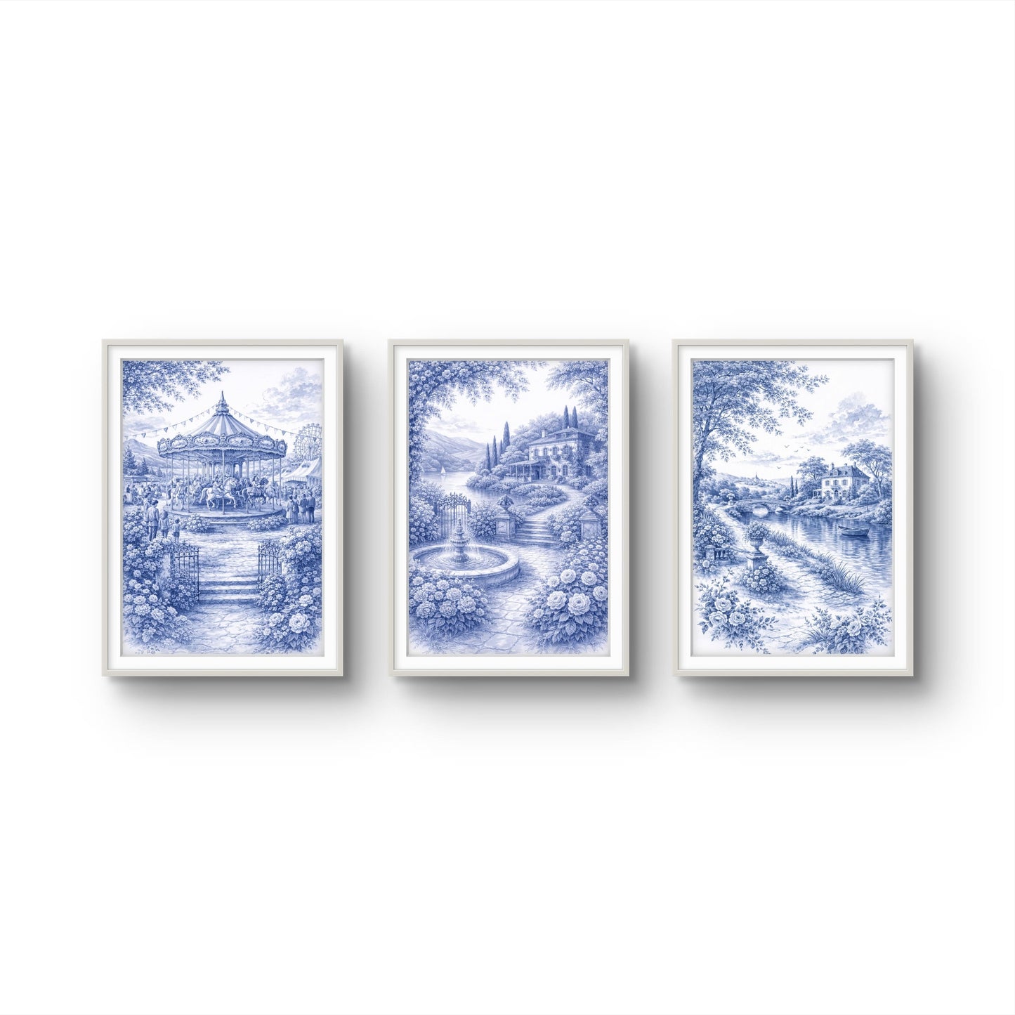 Royal Blue Landscapes -Set of 3