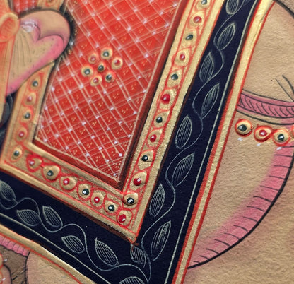 Golden Elephant on Folio - Handpainted