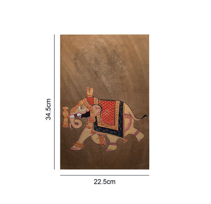 Golden Elephant on Folio - Handpainted