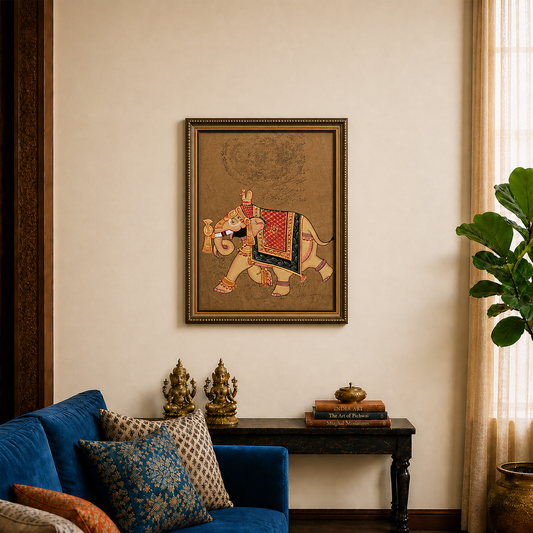 Golden Elephant on Folio - Handpainted