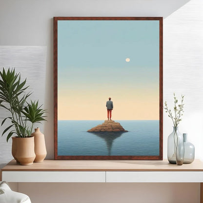 Lonely Figure on Island