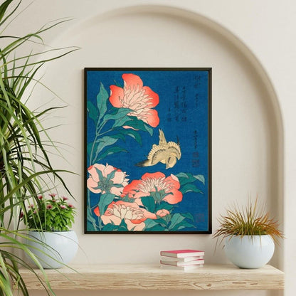 Japanese Flowers in Blue