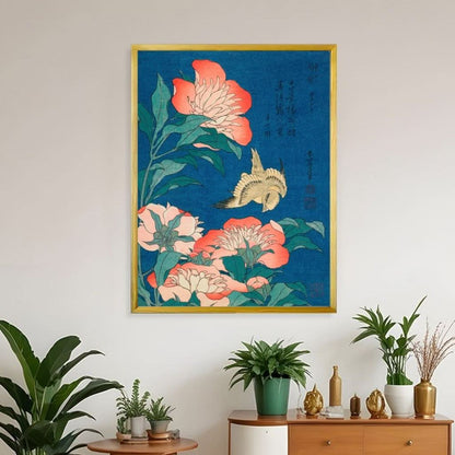 Japanese Flowers in Blue