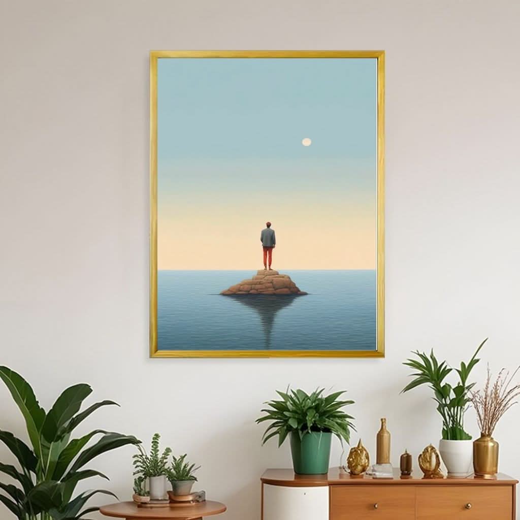 Lonely Figure on Island