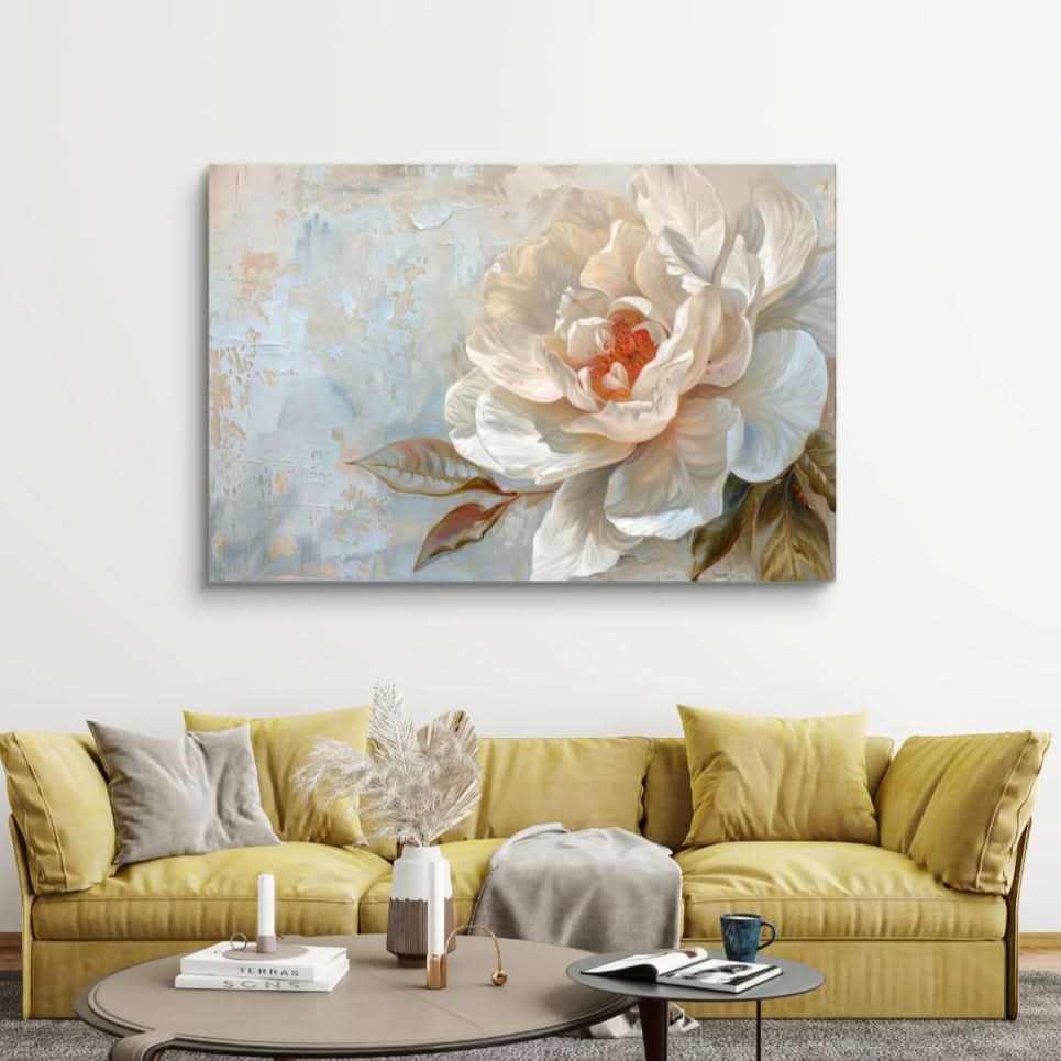 Calm Vibrations abstract art print featuring gold and silver tones