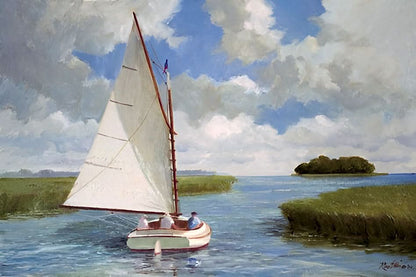 Catboat through a stream