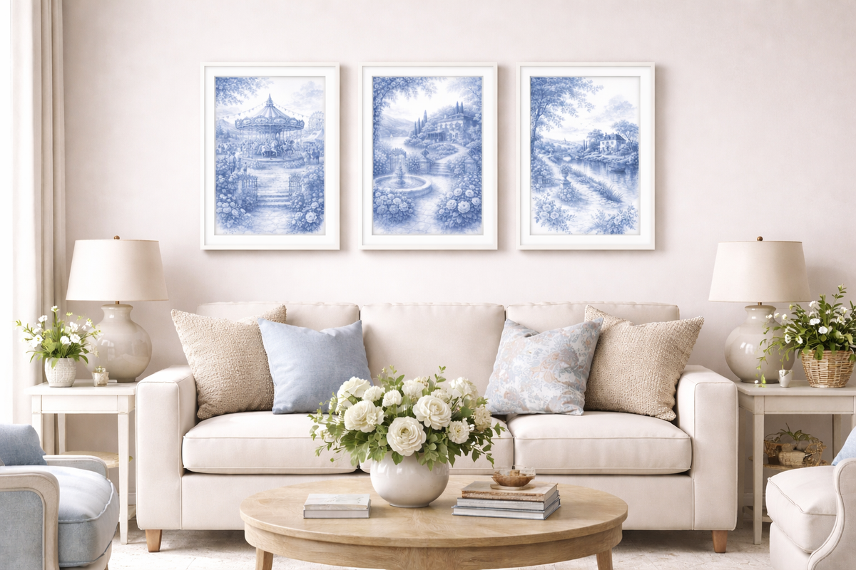 Royal Blue Landscapes -Set of 3
