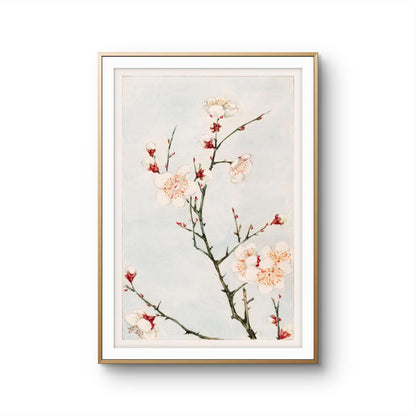 Framed artwork of cherry blossoms on a light background