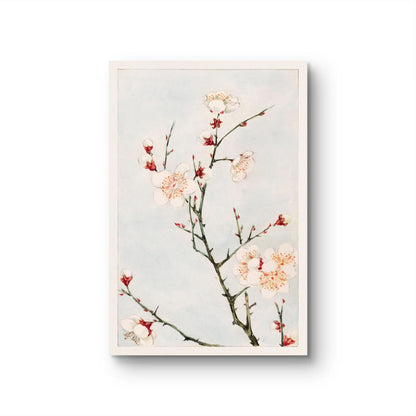 Framed artwork of cherry blossoms on a light background