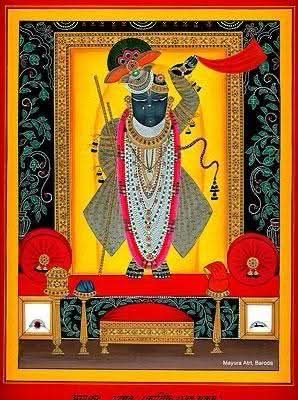 Hand Painted Pichwai Shrinathjii Yellow (3ft by 4ft) Unframed
