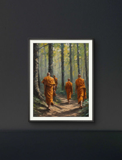 Monks in a forest