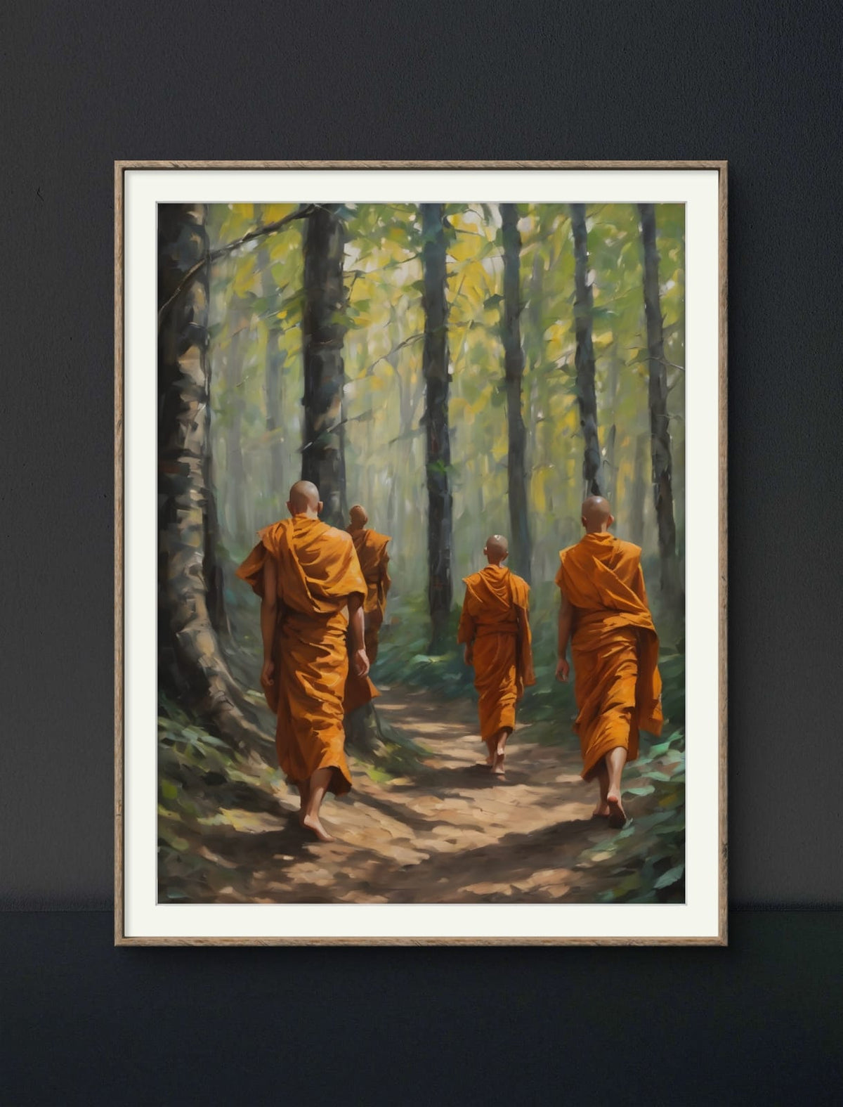 Monks in a forest