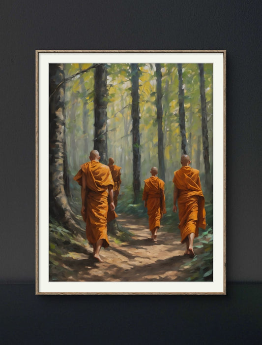 Monks in a forest