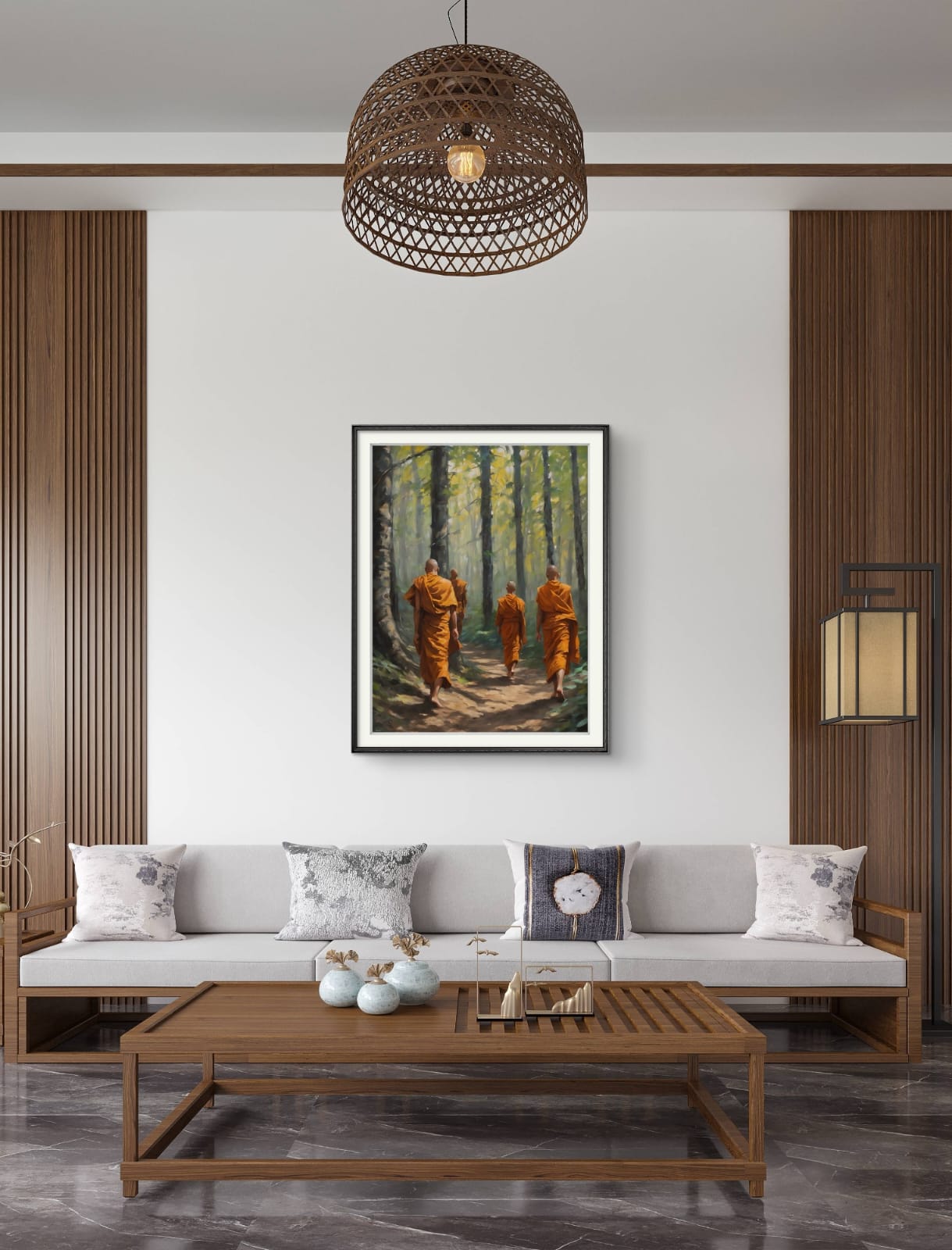 Monks in a forest