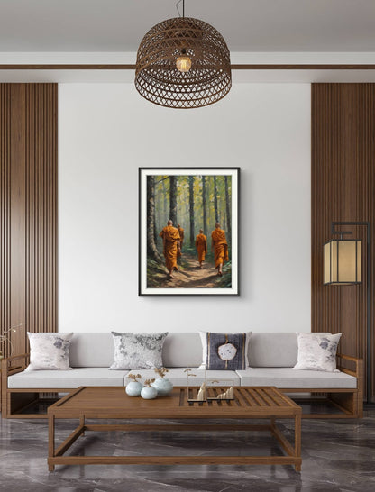 Monks in a forest
