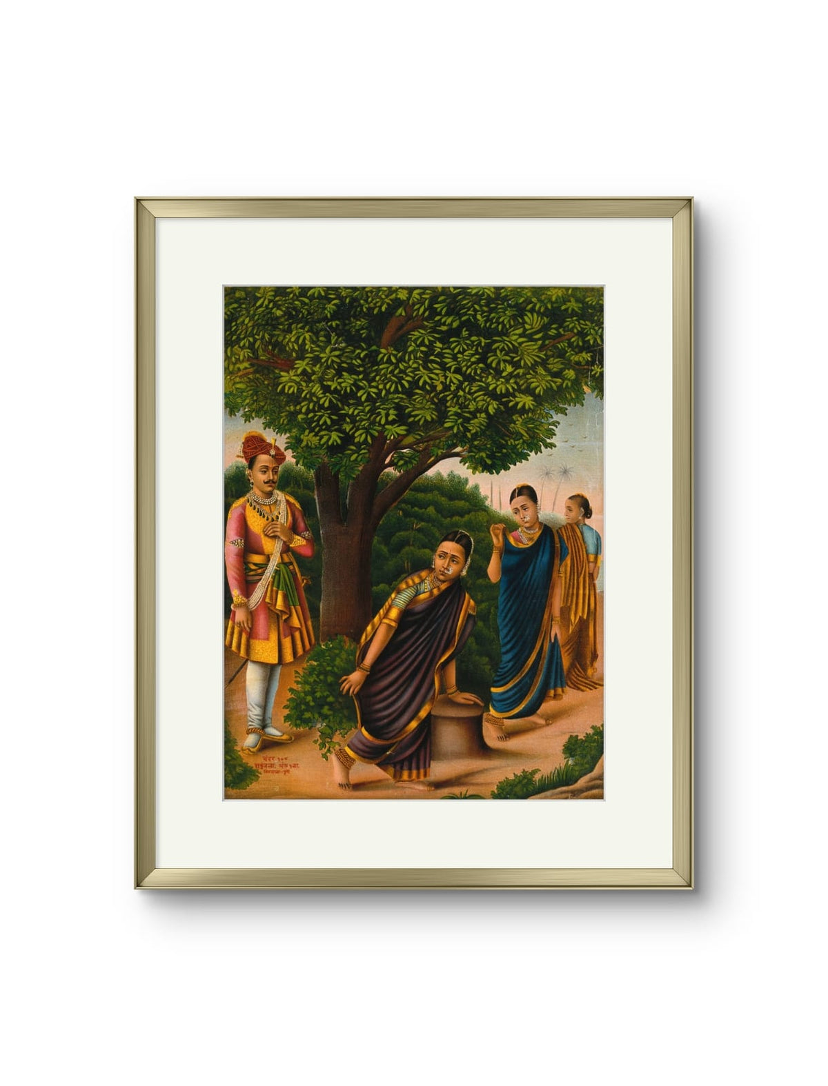 Raja Ravi Varma - Shakuntala with two females surprised by King Dushyanta