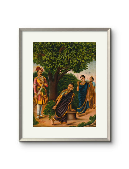 Raja Ravi Varma - Shakuntala with two females surprised by King Dushyanta