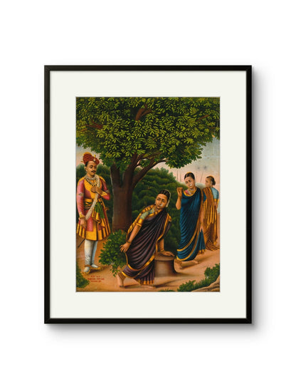 Raja Ravi Varma - Shakuntala with two females surprised by King Dushyanta