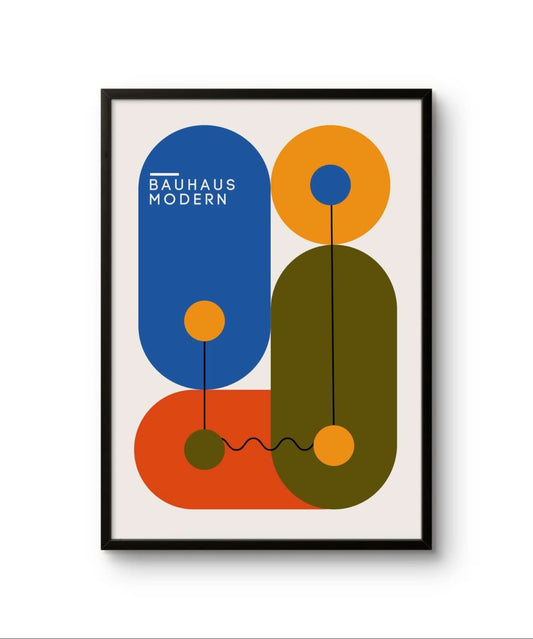 Bauhaus Blue – Premium Abstract Art Print