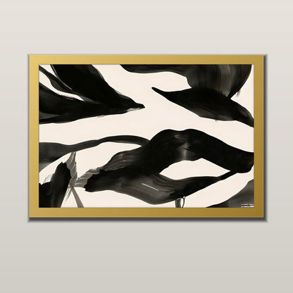 Ink Currents abstract art print in a gold metal frame