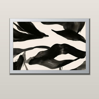 Ink Currents abstract art print in a silver metal frame