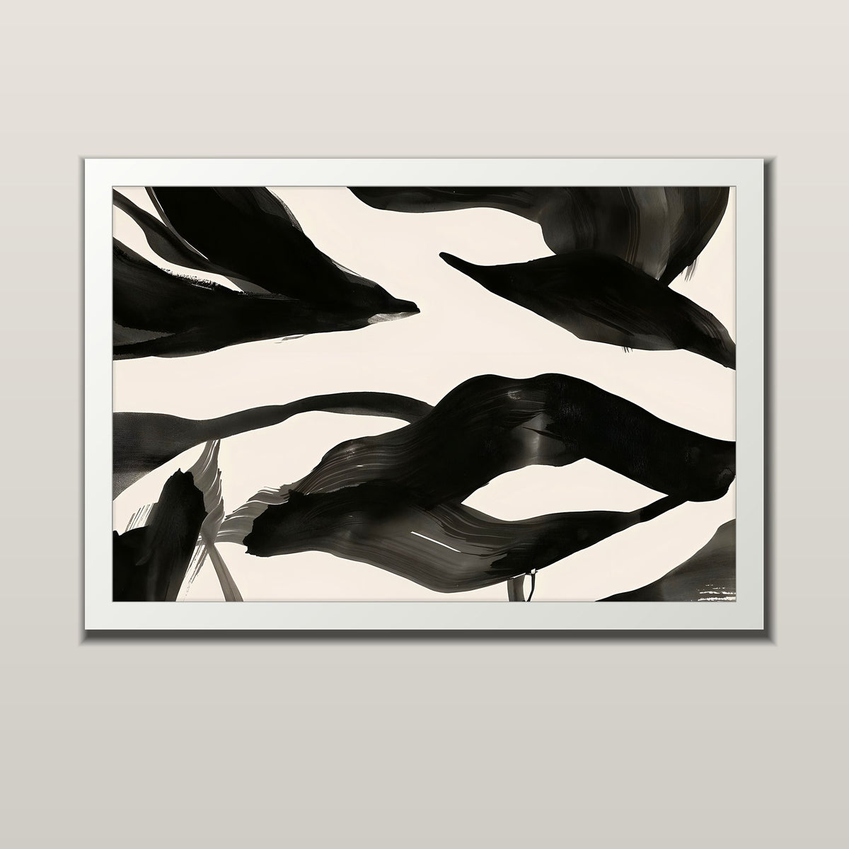 Ink Currents abstract art print in a white frame