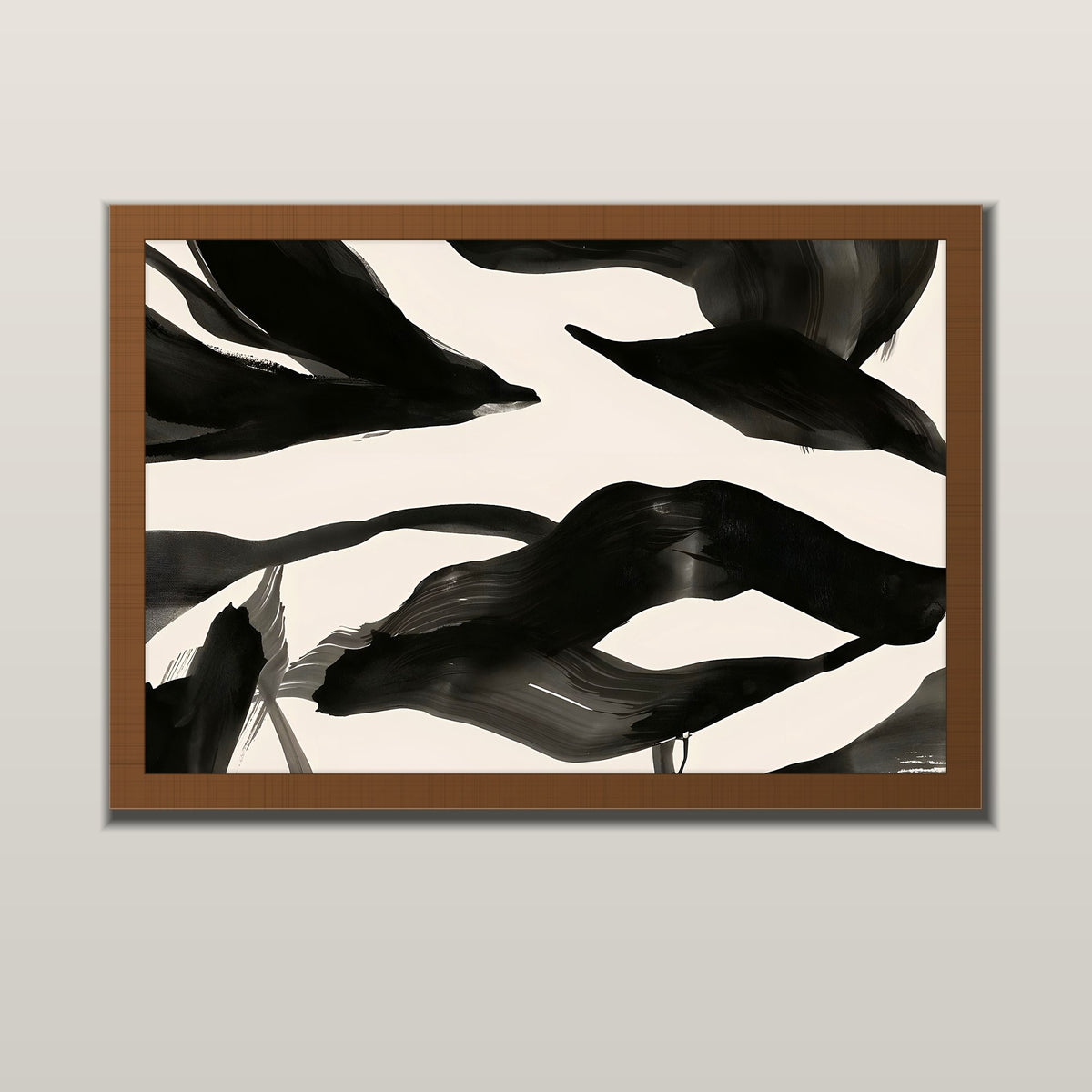 Ink Currents abstract art print in a wooden frame