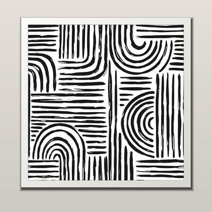 Monochrome Arches abstract line art print in a white frame