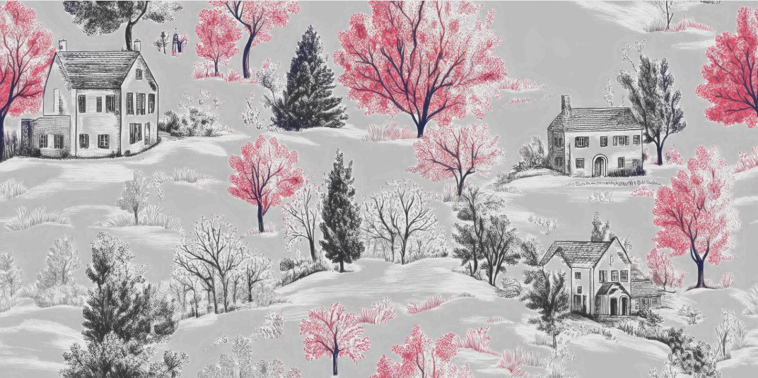 Blush Winter Village – close-up of the artwork