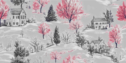 Blush Winter Village – close-up of the artwork