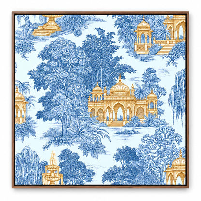 Indigo Palace Pavilions – 24 x 24 in floating canvas with wooden float frame