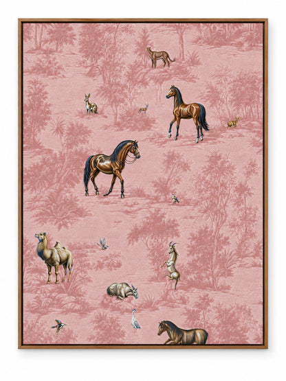 Rose Safari – 24 x 32 in floating canvas with wooden float frame